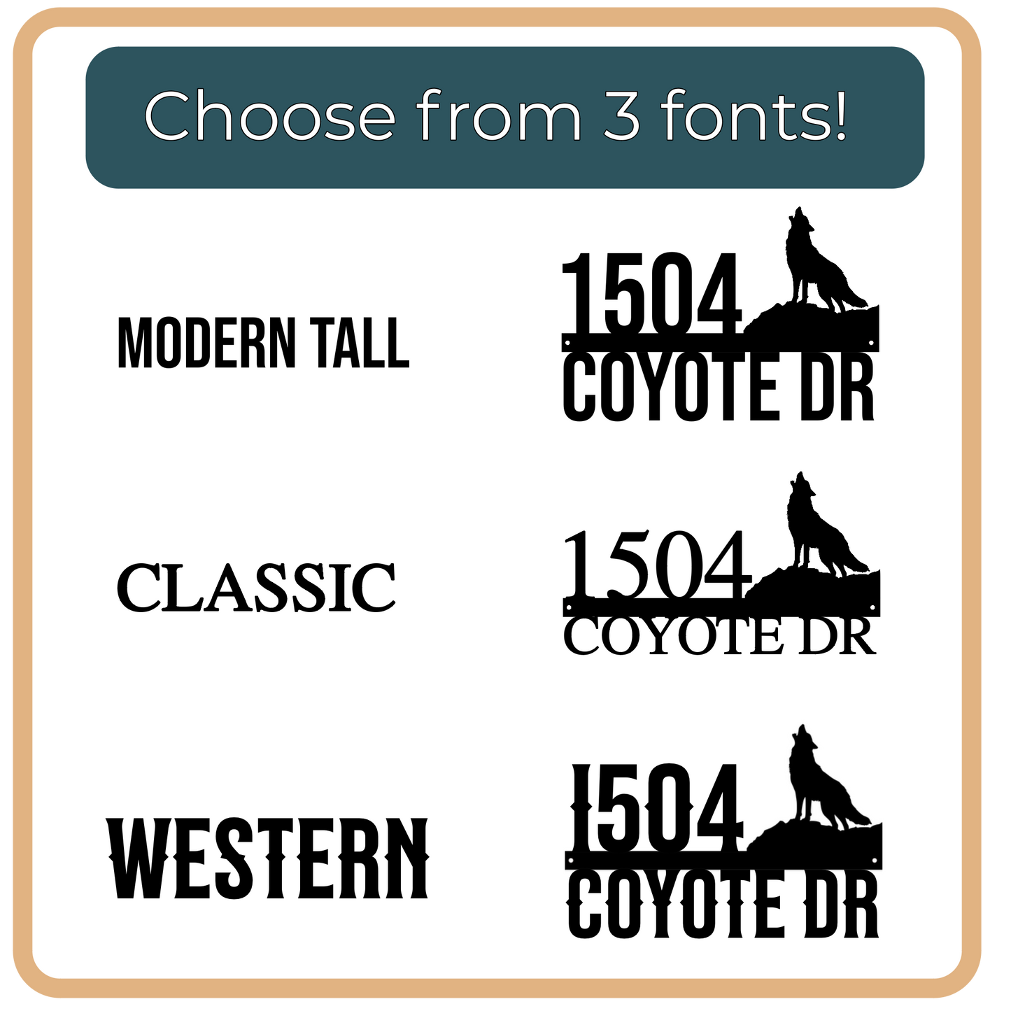 Coyote Address Metal Sign