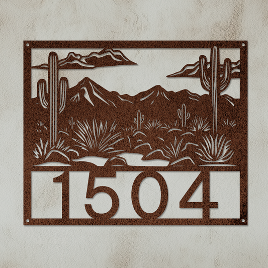 Cactus and Agave Metal Address Sign