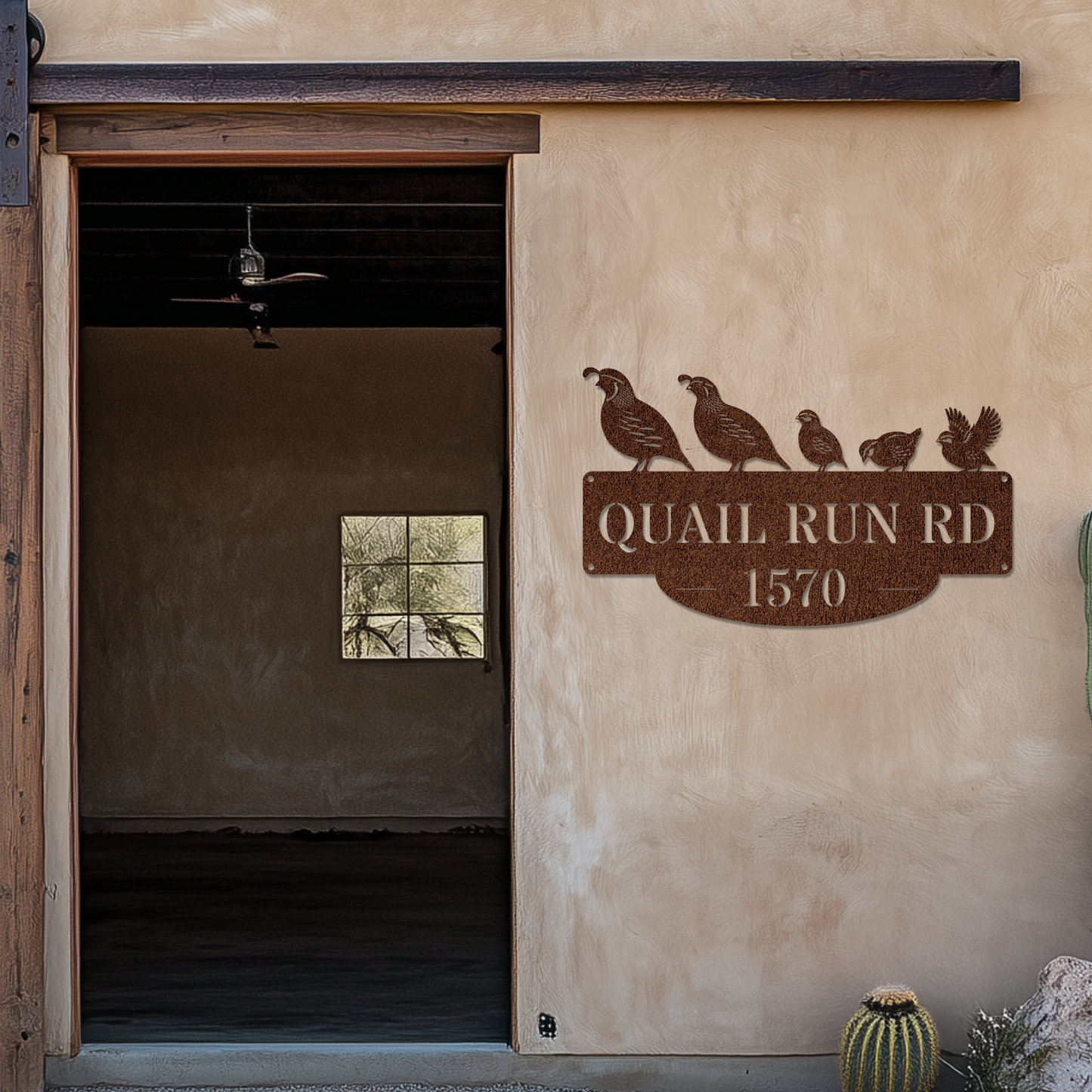 Desert Quail Family Sign