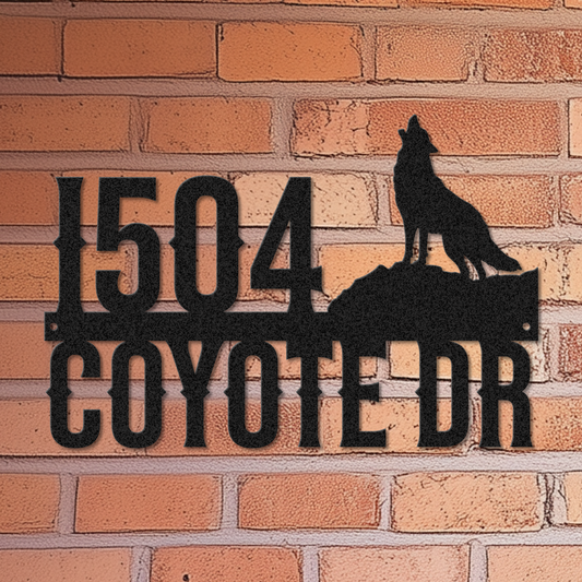 Coyote Address Metal Sign