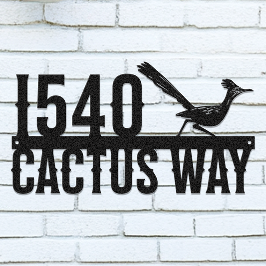 Roadrunner Address Metal Sign