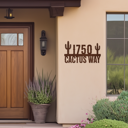 Cactus Address Metal Sign