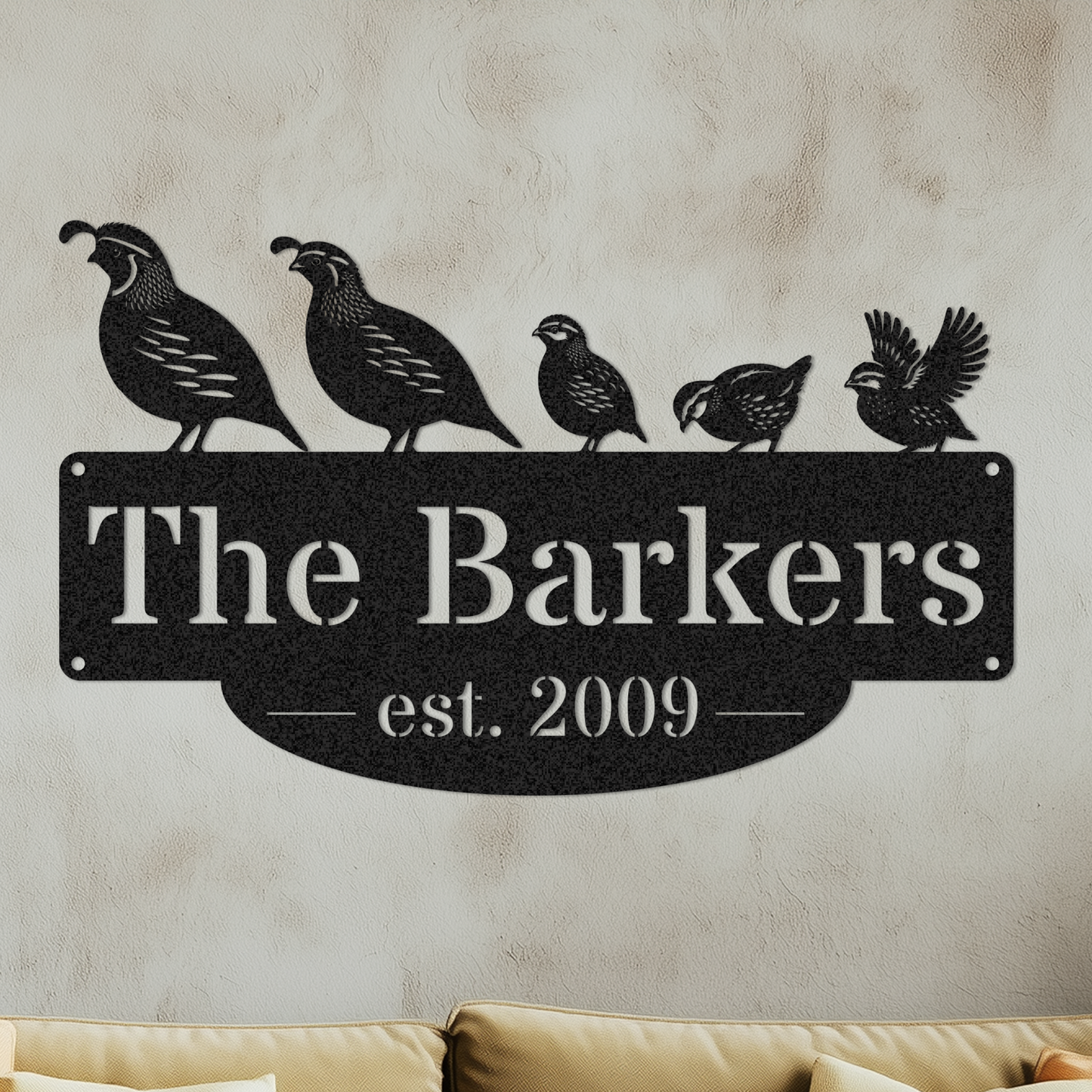 Desert Quail Family Sign