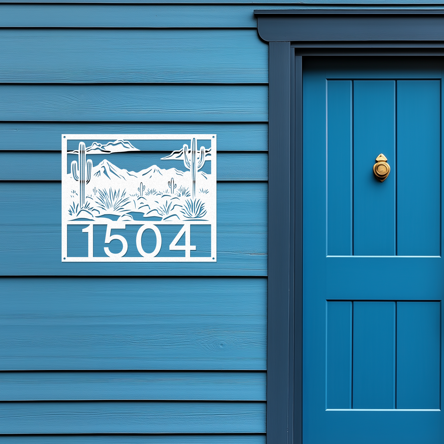 Cactus and Agave Metal Address Sign