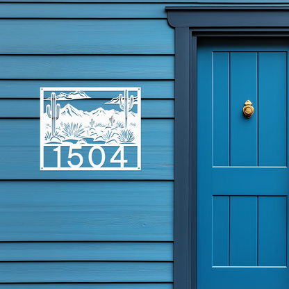 Cactus and Agave Metal Address Sign