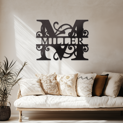 Custom Name Monogram Metal Sign